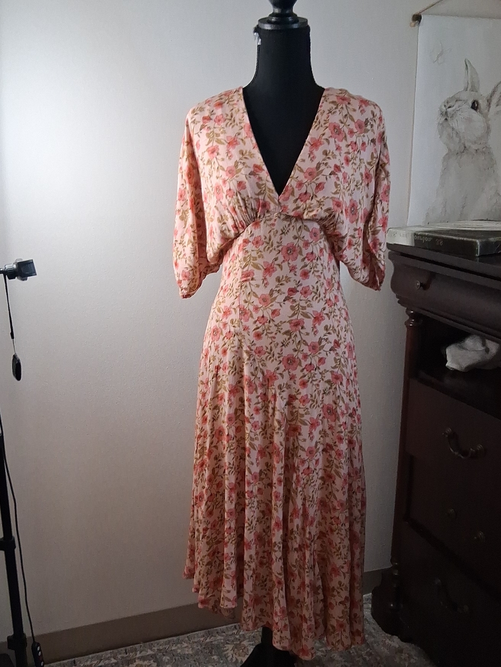 ASTR Floral Midi Dress in Pink and Green
